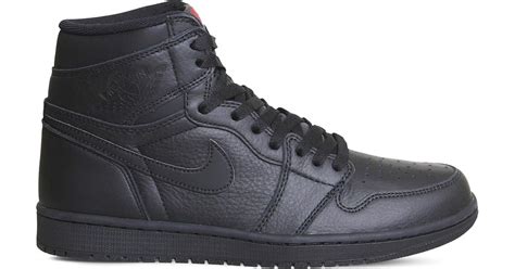 Nike Air Jordan 1 Retro Leather High-top Trainers in Black for Men ...