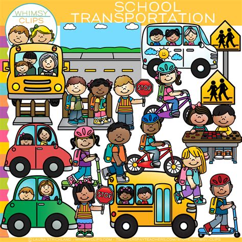 To and From School Transportation Clip Art , Images & Illustrations ...