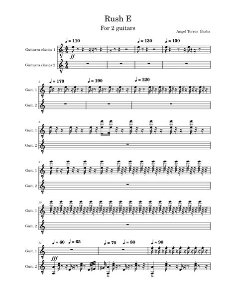 Rush E Sheet music for Guitar (Mixed Duet) | Musescore.com