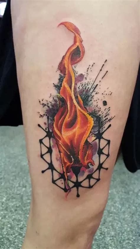 Watercolor Fire Tattoo - TATTOOGOTO