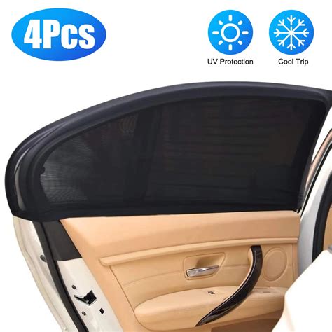 TSV 4Pcs Car Window Sun Shade, Universal Car Window Screens, Breathable ...