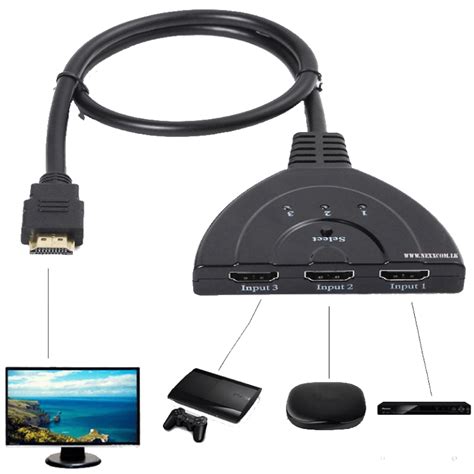 HDMI SPLITTER HDMI 3 in 1 OUT ADAPTER HDMI 1080P Auto Switch Extender ...