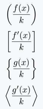 How do you write brackets[ ] and parenthesis( ) in LaTeX? | Big brackets