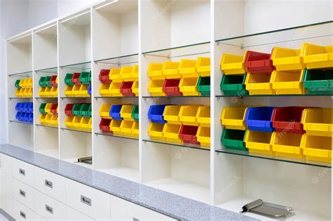 Premium Photo | Modern pharmacy shelves with multicolor boxes for storage.