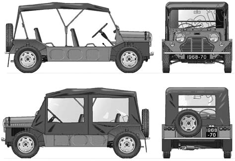 1968 Mini Moke Cabriolet blueprints free - Outlines