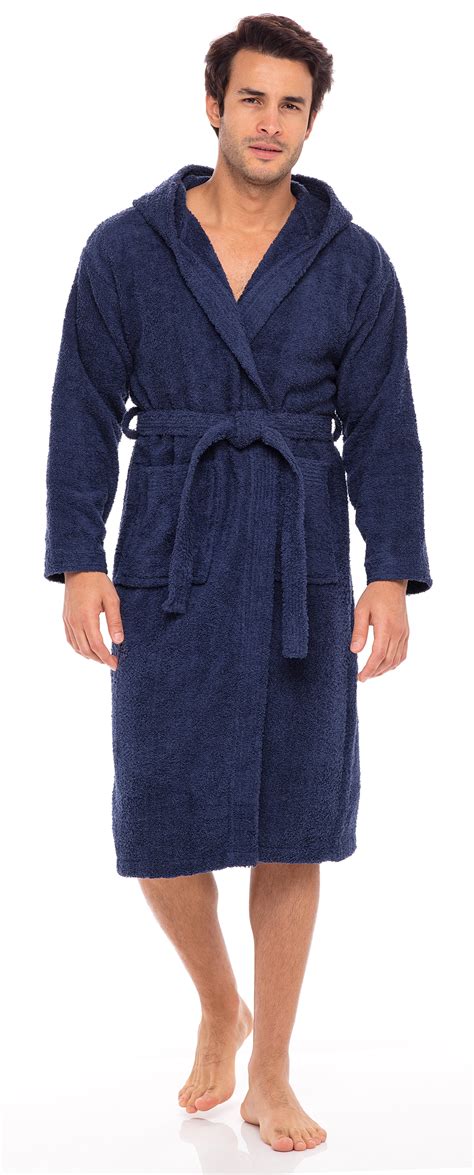 Men Hooded Bathrobe For Men 100% Cotton Terry Bathrobes with Hood Towel Spa Robe - Walmart.com