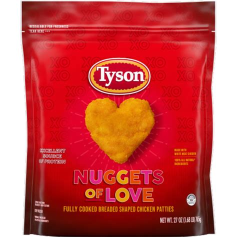 Tyson® Nuggets of Love Fully Cooked Breaded Heart Shaped Chicken ...