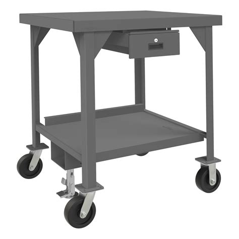 Heavy Duty, Mobile Workbench with Floor Lock, 1 Drawer, 36 x 30 ...
