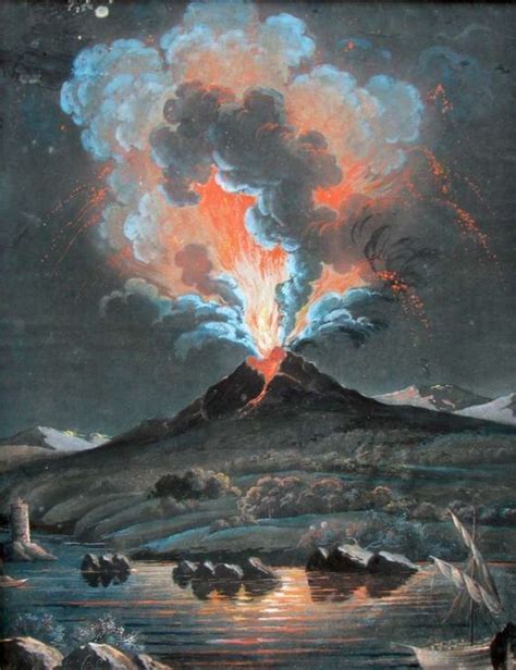 Mount Vesuvius Erupting at Night, Neapolitan School, 19th Century. | Historical painting ...