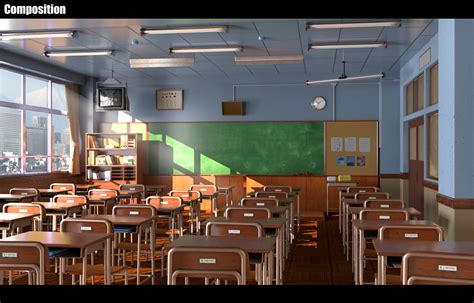 ArtStation - Japanese Classroom 3D model