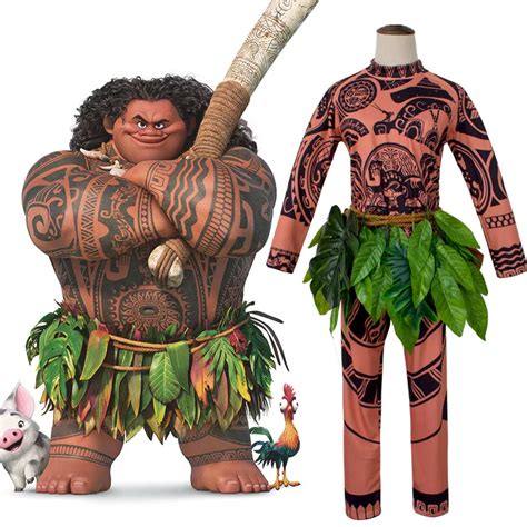 Kids Adult Moana Princess Maui Cosplay Costume for Women Men Princess ...