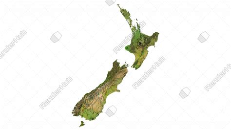 New Zealand 3D Map Render - Stock Image by Shustrik