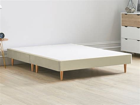 12" Low Divan Bed Base On Beech Wooden Legs - 10 Colours & 6 Sizes