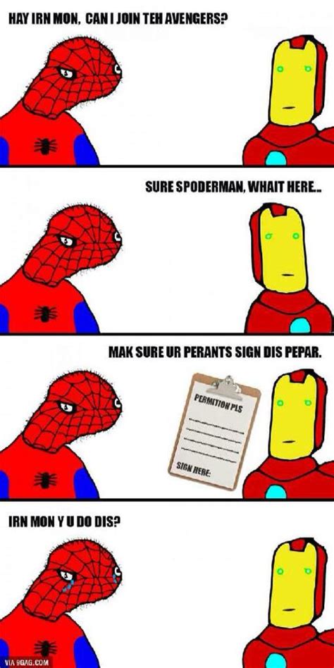 Spooderman | Funny marvel memes, Superhero memes, Marvel jokes