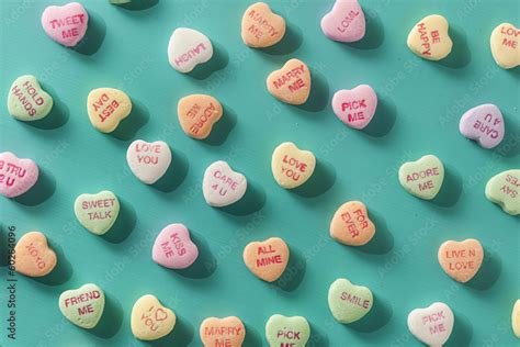 Candy Conversation Hearts for Valentine's Day Stock Photo | Adobe Stock