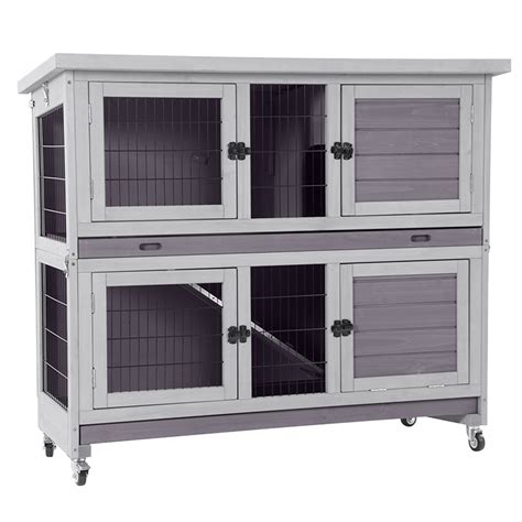 Unique Folding Wooden Rabbit Hutch with Two Levels | Fast Assembly ...