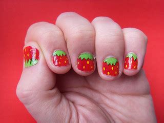 Strawberry Nails | Freehand nail art, strawberries with gree… | Flickr