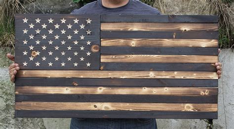 Medium Extra Rustic Burnt Waving Wooden Police Flag/ Waving Wooden Thin ...