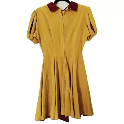 VINTAGE ‘40S/‘50S ONE-PIECE Gold Velveteen & Scarlet Satin Cheerleading Uniform $72.00 - PicClick