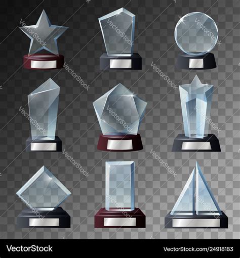 Glass trophy and award templates on bases Vector Image