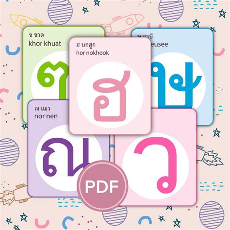 Learn Thai Alphabets, 44 Thai Letters Flash Card, Thailand Language, Learning Thai, Kor-kai ...