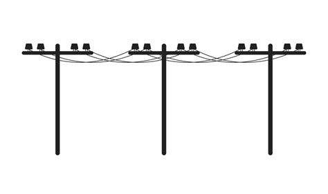 utilidad polos monocromo plano vector objeto. eléctrico cable. transmitir eléctrico fuerza ...