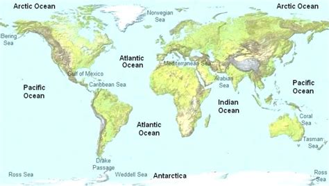 5 Free Full Details Blank World Map with Oceans Labeled in PDF | World Map With Countries