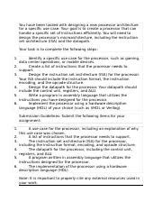 Designing a Processor Architecture.docx - You have been tasked with ...