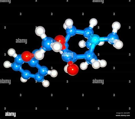 Cocaine. Molecular model of the drug cocaine (formula: C17H21NO4 ...