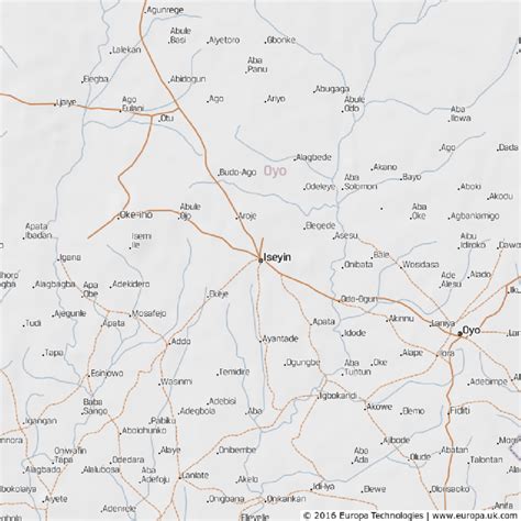 Map of Iseyin Local Government Area of Oyo State Source: Google map ...