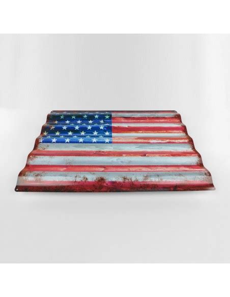 24" Rustic American Flag Corrugated Metal Sign