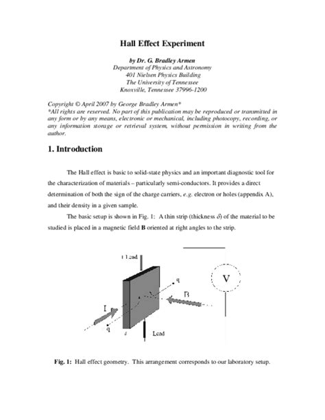 (PDF) Hall Effect Experiment | Abinaya Ravindran - Academia.edu