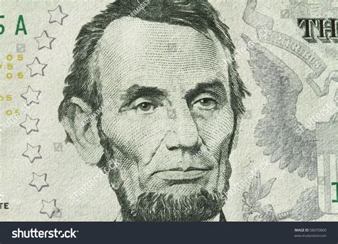 Close Up Of Abraham Lincoln Five Dollar Bill Stock Photo 58070800 ...