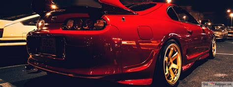 Red toyota supra at night 4K wallpaper download