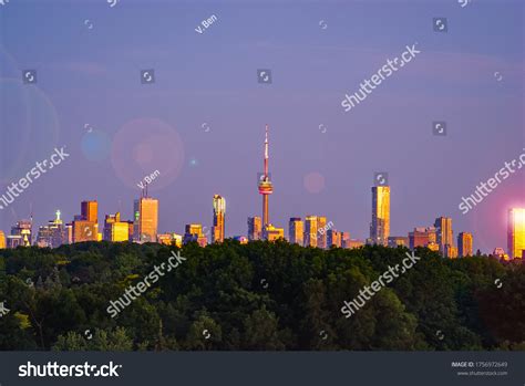 Toronto Skyline Sunset Lens Flare Stock Photo (Edit Now) 1756972649