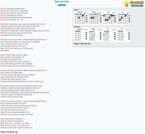 Chord: Dear No One - tab, song lyric, sheet, guitar, ukulele | chords.vip