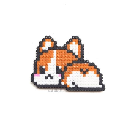 Corgi Butt Magnet Pixel art Corgi dog 8 bit chibi furry magnet Hama ...