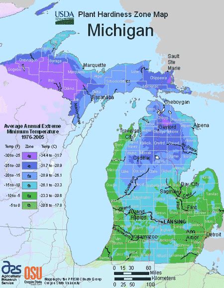 Michigan Growing Zone Map For Plant Hardiness