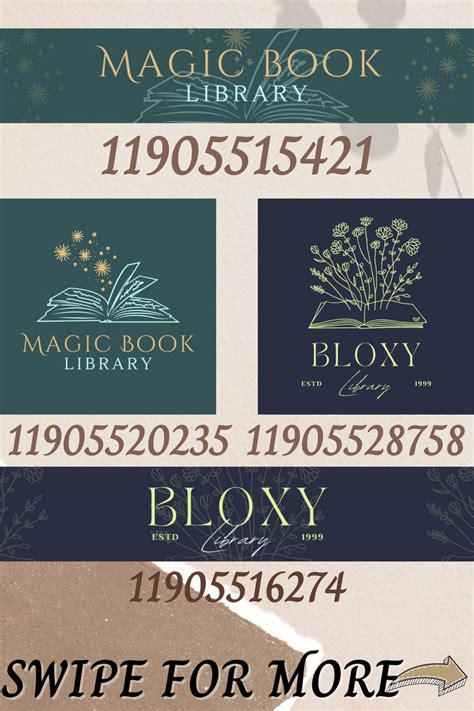 Bloxburg library and book store sign logo poster decals for roblox | School decal, Bloxburg ...