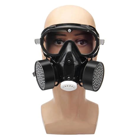 Dust Mask Respirator Dual Filter Full Facepiece With Safety Glasses ...