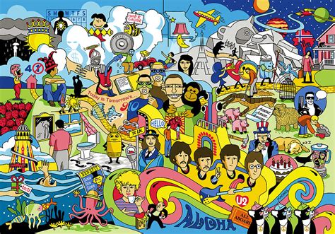 70 Illustrated Beatles' Song Titles Digital Art by Ron Magnes