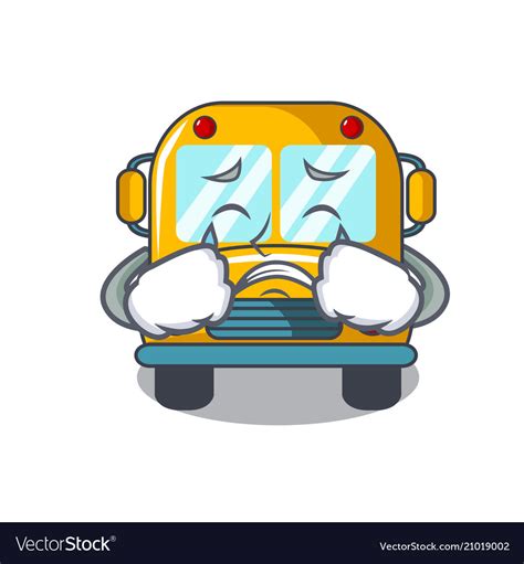 Crying school bus mascot cartoon Royalty Free Vector Image