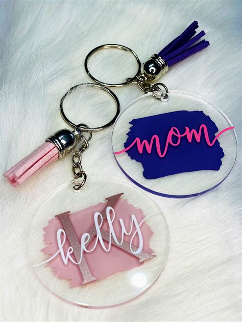 KEYCHAIN Personalized Clear Acrylic Keychain Painted Back | Etsy