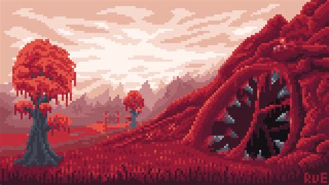 ArtStation - Terraria Inspired Crimson Biome : Pixel Animation