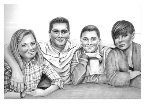 Family Portrait in Pencil | Pencil Sketch Portraits