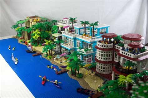 My LEGO beach creation. About 6 months of building and 30K parts! Lego Modular, Modular Building ...