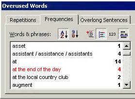 Atlantis Word Processor Help. Overused Words