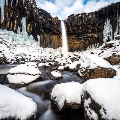 Winter Hike to Svartifoss , Skaftafell, Iceland