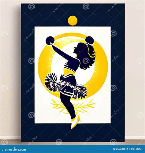 Cheerleader Design Style Logo Print. Generative AI. Stock Illustration ...