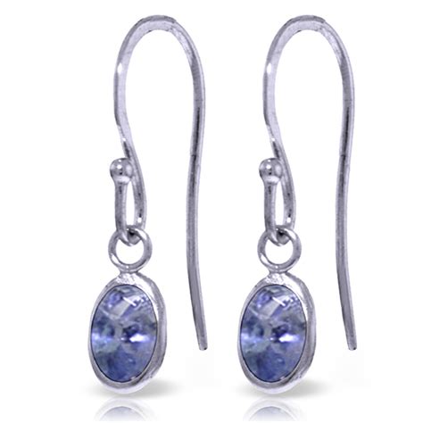 1 Carat 14K Solid White Gold Fish Hook Earrings Tanzanite | eBay